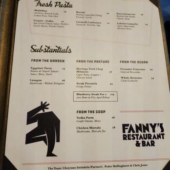 Fanny's - Menus - Wine Bars Near Me - Bloomfield, New Jersey