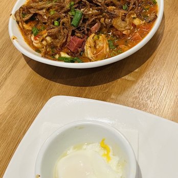 Silver Diner - Shrimp & Grits with side of Poached Egg - Diners Near Me - Alexandria, Virginia Silver Diner - Shrimp & Grits with side of Poached Egg - Diners Near Me - Alexandria, Virginia