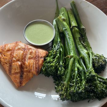 South Restaurant + Coffeehouse - Hard as  Rock broccoli. With excellently cooked salmon - New American Near Me - Anchorage, Alaska