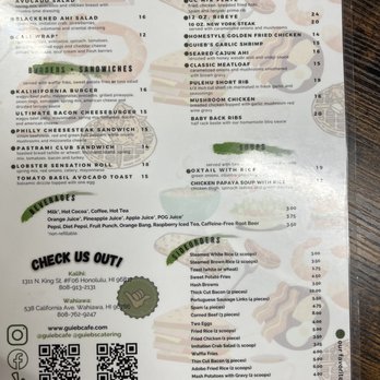 Guieb Cafe - Menu - New American Near Me - Aiea, Hawaii