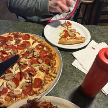 Traks Bar and Grill - Pepperoni mushroom large pizza. - American Near Me - Brethren, Michigan Traks Bar and Grill - Pepperoni mushroom large pizza. - American Near Me - Brethren, Michigan