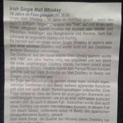 Barrique - Beschreibung dieses Whiskeys Description of this Irish Whiskey.