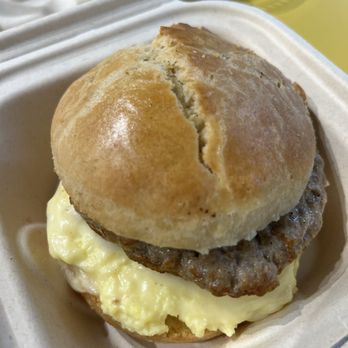 Groovy Goose Coffee - Biscuit, Sausage, Egg & Cheese Sandwich - Coffee Roasteries Near Me - San Carlos, California