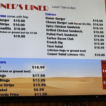 Duners Diner - Lunch menu - Diners Near Me - Winterhaven, California Duners Diner - Lunch menu - Diners Near Me - Winterhaven, California