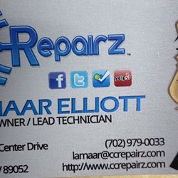 CCRepairz - Lamaar is a genius!! Got both of my daughters phones working in an hour or less!!! Was amazing.  One even had water damage! Thank you!!!