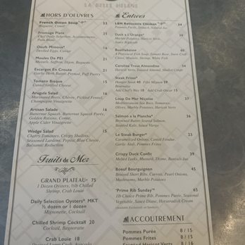 La Belle Helene - Main menu - French Near Me - Charlotte, North Carolina