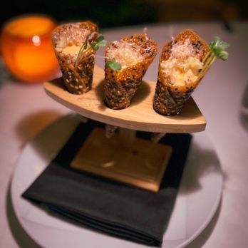 Spago - Ahi Tuna Poke in Sesame-Miso Cones - Asian Fusion Near Me - Maui, Hawaii Spago - Ahi Tuna Poke in Sesame-Miso Cones - Asian Fusion Near Me - Maui, Hawaii