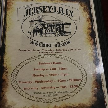 The Jersey Lilly - Menu - Bars Near Me - Roseburg, Oregon