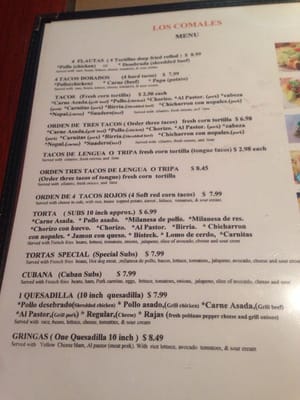 Menu photo 6 Los Comales Taqueria Henrico, VA