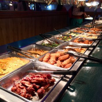 Lucky Village - HOT BUFFET LINE: pork satay, crab rangoon, sweet & sour chicken, broccoli, seared beans, crab legs, crawfish - $11.99 on Sunday. - Chinese Near Me - Natchitoches, Louisiana