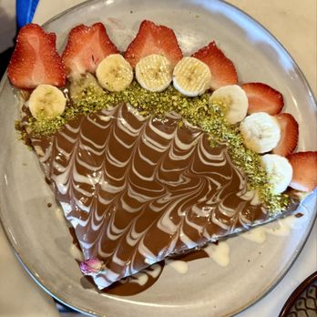 Peace Middle East Cafe - Basic Queen Strawberry Banana Nutella Crepe - Desserts Near Me - Richardson, Texas Peace Middle East Cafe - Basic Queen Strawberry Banana Nutella Crepe - Desserts Near Me - Richardson, Texas