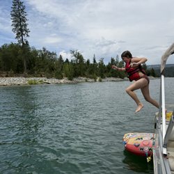 Our daughter abandoning ship--and demonstrating precisely why we paid extra for the gas.