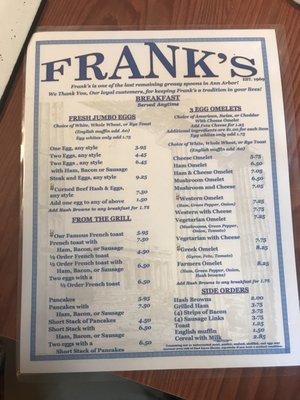 Menu photo 7 Frank's Restaurant Ann Arbor, MI