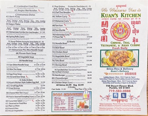 Menu photo 1 Kuan's Kitchen Pueblo, CO