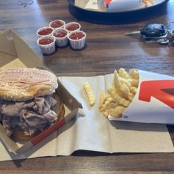 Arby's - Half pound roast beef sandwich and crinkle cut fries