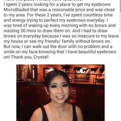 Glamour Beauty and Brows - Client Selfie and review