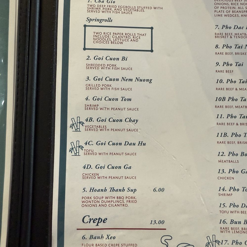 Bida Saigon - Menu showing vegan options with bamboo icon. - Vietnamese Near Me - Knoxville, Tennessee Bida Saigon - Menu showing vegan options with bamboo icon. - Vietnamese Near Me - Knoxville, Tennessee