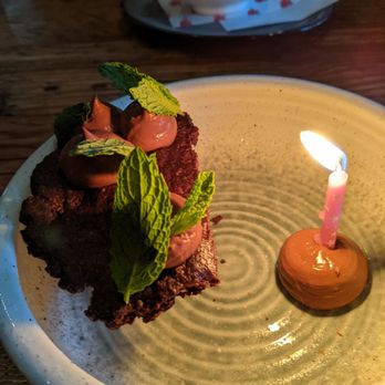 Rich Table - Chocolate mint ice cream sandwich birthday dessert, courtesy of the restaurant - New American Near Me - San Francisco, California
