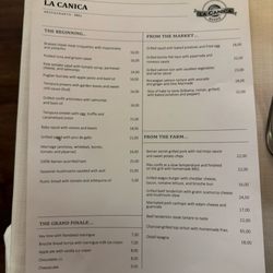 La Canica - Menu (in English) October 2026