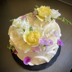 Flour Girl - Olive oil chiffon with wild magic basil custard and strawberry jam