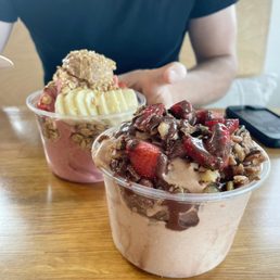 Strawberry smoothie bowl and the Chocolate nut smoothie bowl Strawberry smoothie bowl and the Chocolate nut smoothie bowl