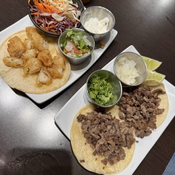 Mambo Grill - Baja Style Fish Tacos (1) Angus Carne Asada Tacos (2) - Mexican Near Me - Downey, California Mambo Grill - Baja Style Fish Tacos (1) Angus Carne Asada Tacos (2) - Mexican Near Me - Downey, California