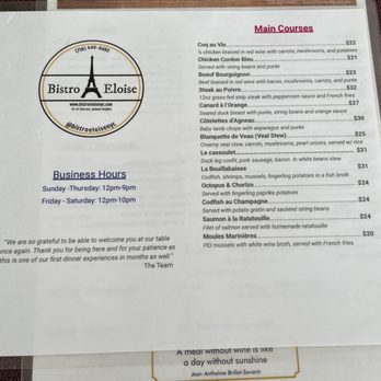 Bistro Eloise - French Restaurant - The menu - French Near Me - Elmhurst, New York Bistro Eloise - French Restaurant - The menu - French Near Me - Elmhurst, New York