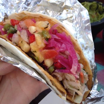 Condado Tacos - Pickled onions and pineapple salsa atop a flour/corn Thai tofu taco. - Tex-Mex Near Me - Columbus, Ohio
