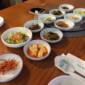 Kum Sung BBQ - Banchan. Lots and lots. - Korean Near Me - Flushing, New York Kum Sung BBQ - Banchan. Lots and lots. - Korean Near Me - Flushing, New York