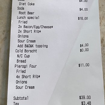 Veselka - Receipt - Ukrainian Near Me - New York, New York Veselka - Receipt - Ukrainian Near Me - New York, New York