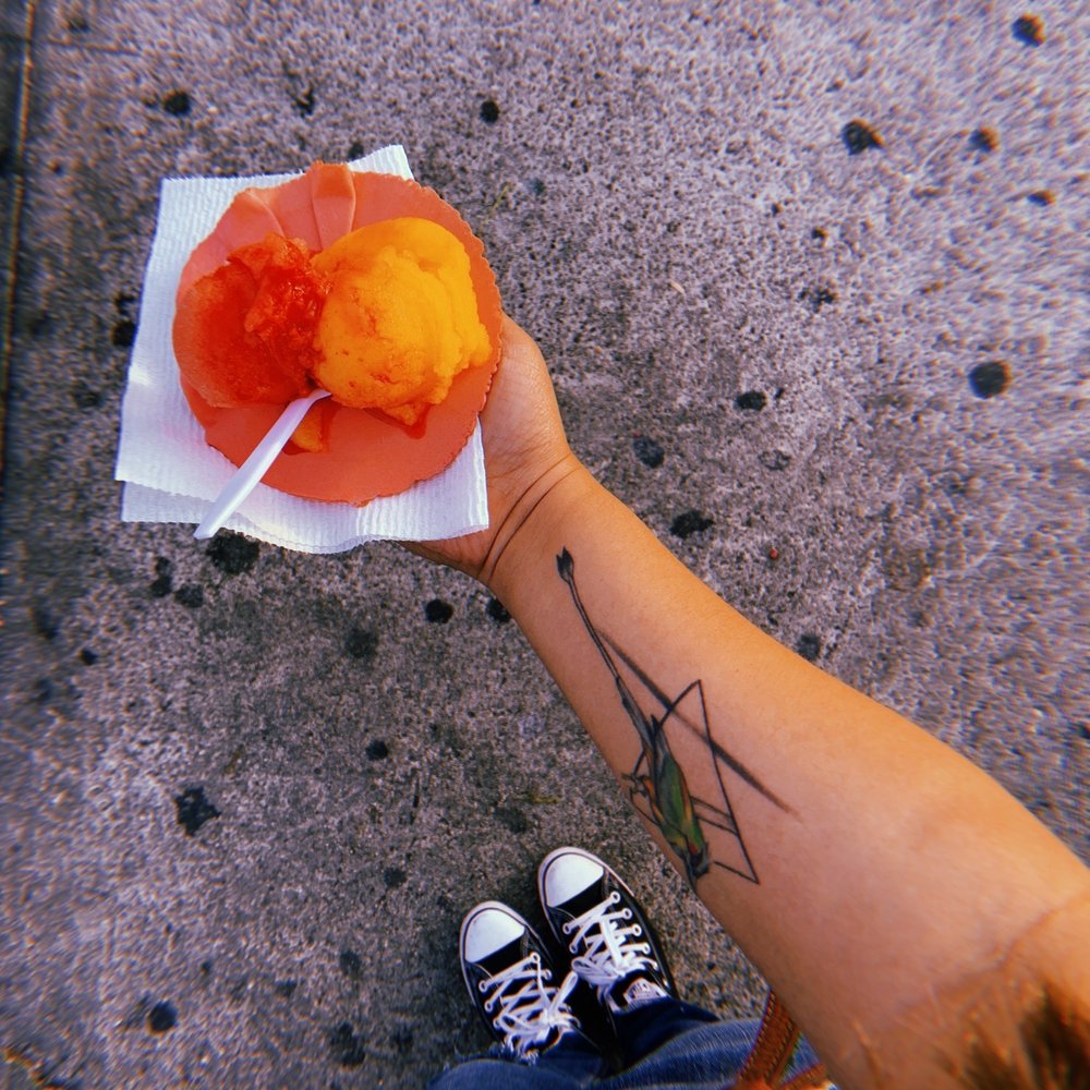Sorbete El Sin Rival - (Guava and mango) 2 Scoops Pink Cone Ice Cream -- added strawberry jelly - Ice Cream & Frozen Yogurt Near Me - Los Angeles, California