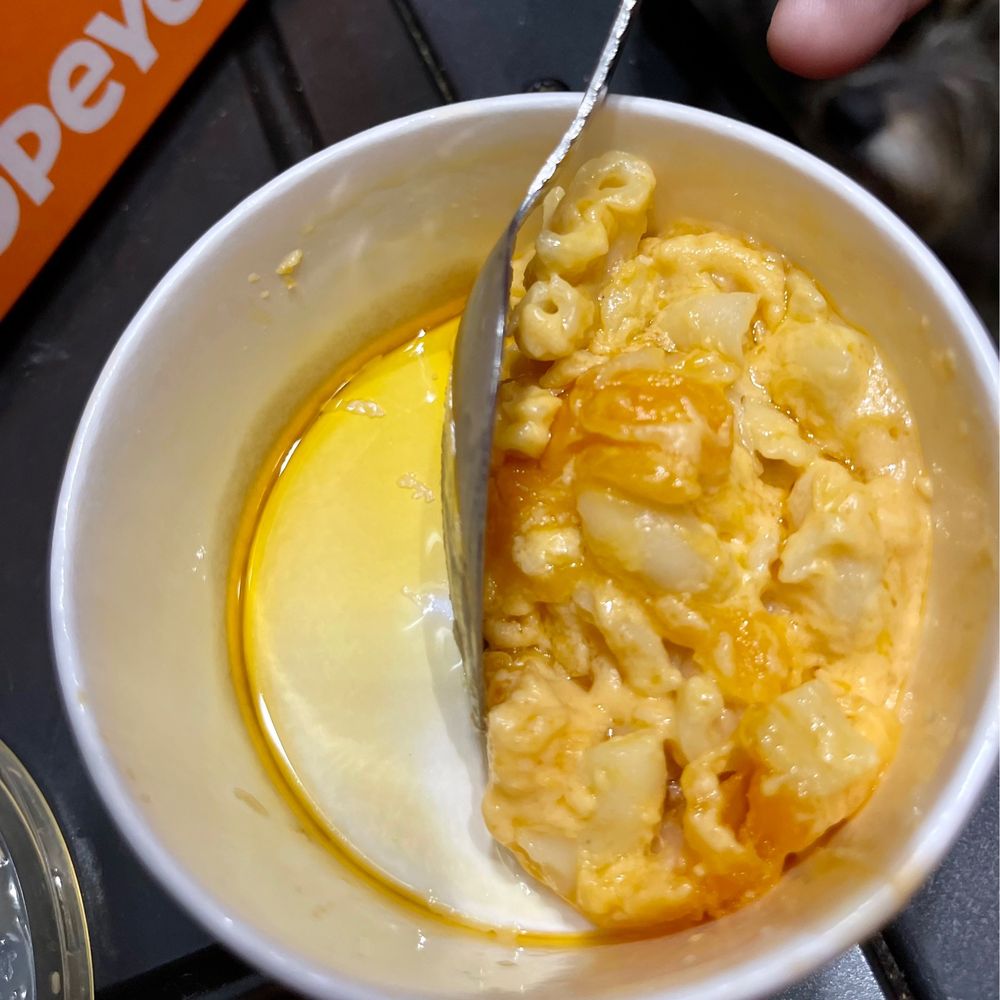 Mac N Cheese GREASE on GREASE. No thanks I'll pass Mac N Cheese GREASE on GREASE. No thanks I'll pass