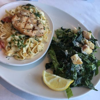 Cutters Crabhouse - Fresh Fettuccine with Parmesan Cream Sauce+chicken and Lacinato Kale & Romaine Caesar $14+$2 (for chicken) - Seafood Near Me - Seattle, Washington Cutters Crabhouse - Fresh Fettuccine with Parmesan Cream Sauce+chicken and Lacinato Kale & Romaine Caesar $14+$2 (for chicken) - Seafood Near Me - Seattle, Washington