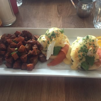 Blue Star Diner - Salmon with avocado egg Benedict - Diners Near Me - Calgary, Alberta