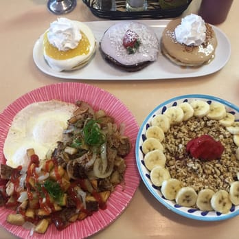 My Cafe - Flight of pancakes, garlic kalua pig hash, aloha bowl - Breakfast & Brunch Near Me - Kapolei, Hawaii My Cafe - Flight of pancakes, garlic kalua pig hash, aloha bowl - Breakfast & Brunch Near Me - Kapolei, Hawaii