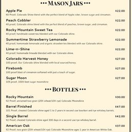Moonshine menu Moonshine menu