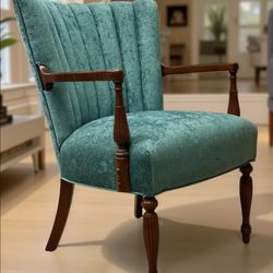 Baier's Upholstery & Design - Newly Reupholstered Fluted Antique chair that we upholstered for one of our great customers.