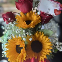 Roses and sunflowers