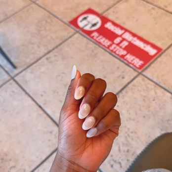 Q Spa Nails - Almond shape French dip nails with gel chrome design on top - Nail Salons Near Me - Fort Worth, Texas Q Spa Nails - Almond shape French dip nails with gel chrome design on top - Nail Salons Near Me - Fort Worth, Texas