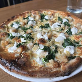 Mill House Brewing Company - White pizza-chicken, artichoke, ricotta - Breweries Near Me - Poughkeepsie, New York Mill House Brewing Company - White pizza-chicken, artichoke, ricotta - Breweries Near Me - Poughkeepsie, New York