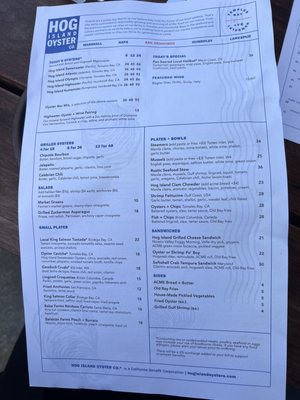 Menu photo 7 Hog Island Oyster San Francisco, CA