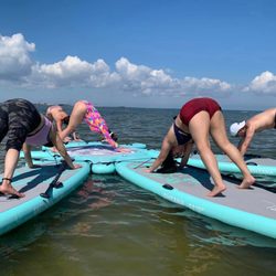 Aqua Prana Sup Yoga & Meditation - Downwarddog is a lot harder when there's movement underneath you.