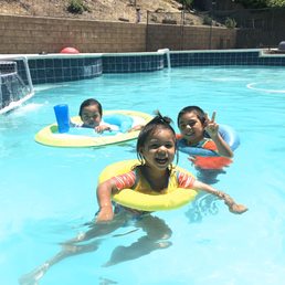 My kids enjoying the warm pool