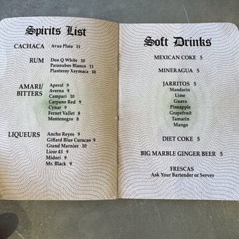 Huarachis Taqueria - Drink Menu - Cocktail Bars Near Me - Phoenix, Arizona