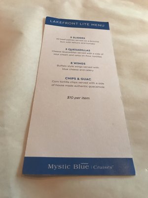 Menu photo 3 Mystic Blue Cruises Chicago, IL