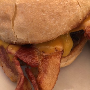 Katrina's Cafe - Bacon cheeseburger$11.25. Hefty size patty. Bacon slices were thick cut and cooked through. - Breakfast & Brunch Near Me - Auburn, California