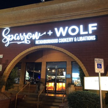 Sparrow + Wolf - Outside - restaurant located next to Korean Buffet and across from Macy's Furniture - New American Near Me - Las Vegas, Nevada