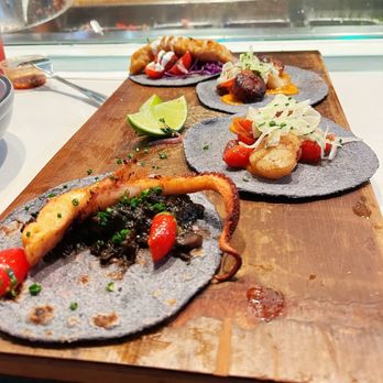 Holbox - Octopus taco, scallop taco and Baja fish taco - Latin American Near Me - Los Angeles, California