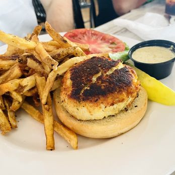 Blue Moon Beach Grill - Blackened crab cake sandwich - Seafood Near Me - Nags Head, North Carolina Blue Moon Beach Grill - Blackened crab cake sandwich - Seafood Near Me - Nags Head, North Carolina