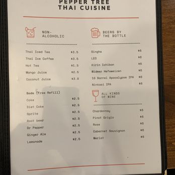 Pepper Tree Thai Cuisine - Drink menu - Thai Near Me - Portland, Oregon Pepper Tree Thai Cuisine - Drink menu - Thai Near Me - Portland, Oregon